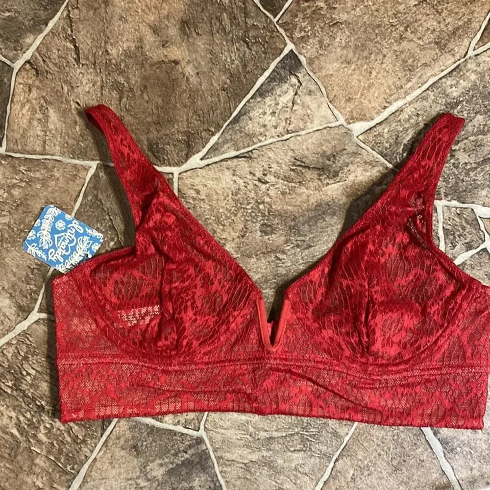 NWT Free People Bra Tameeka Underwire Lace Bra in Berry Electric SZ X Small